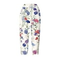 thumbnail image 5 of qelini Womens Capris with Pockets and Drawstring Labor Day Basic Edition Capris Stretch Pull On Printing Plus Size 2024 Summer Fall Fashion Lightweight Breathable White L, 5 of 5