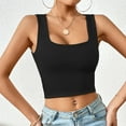 thumbnail image 5 of Uaswgudfs ​Tank Top for Women Sleeveless Square Neck Crop: Wide Straps, Slim Bodycon Fit, Stretchy Casual Wear, Summer Fashion Top & Basic Blouse Black L, 5 of 7