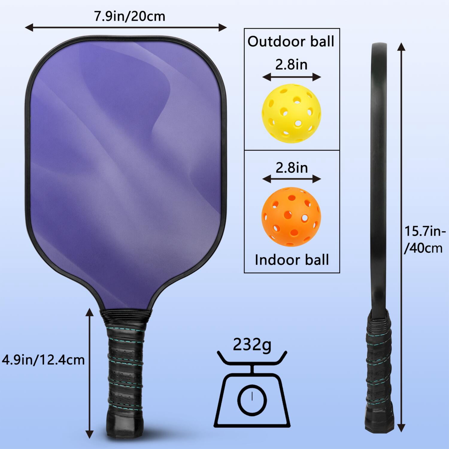 Pickleball Paddles Set Of 1, Fiberglass Surface, Fluid Smoke Aurora Art Style, 1 Paddle, 2 Balls & Bag
