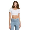 thumbnail image 4 of Women’s Ribbed Short Sleeve Cropped Top, White, SM, 4 of 5
