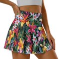 thumbnail image 5 of HELLHERO Tropical Floral Print Built-in Shorts Athletic Skort, 2 Side Pockets Lightweight Polyester Spandex Fabric Golf Skorts for Tennis Outing Daily Wear, 5 of 9