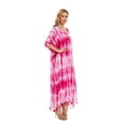thumbnail image 4 of Beautybatik Fuchsia Women Hippie Tie Dye Caftan Kaftan Loungewear Maxi Plus Size Long Dress 4X, 4 of 6