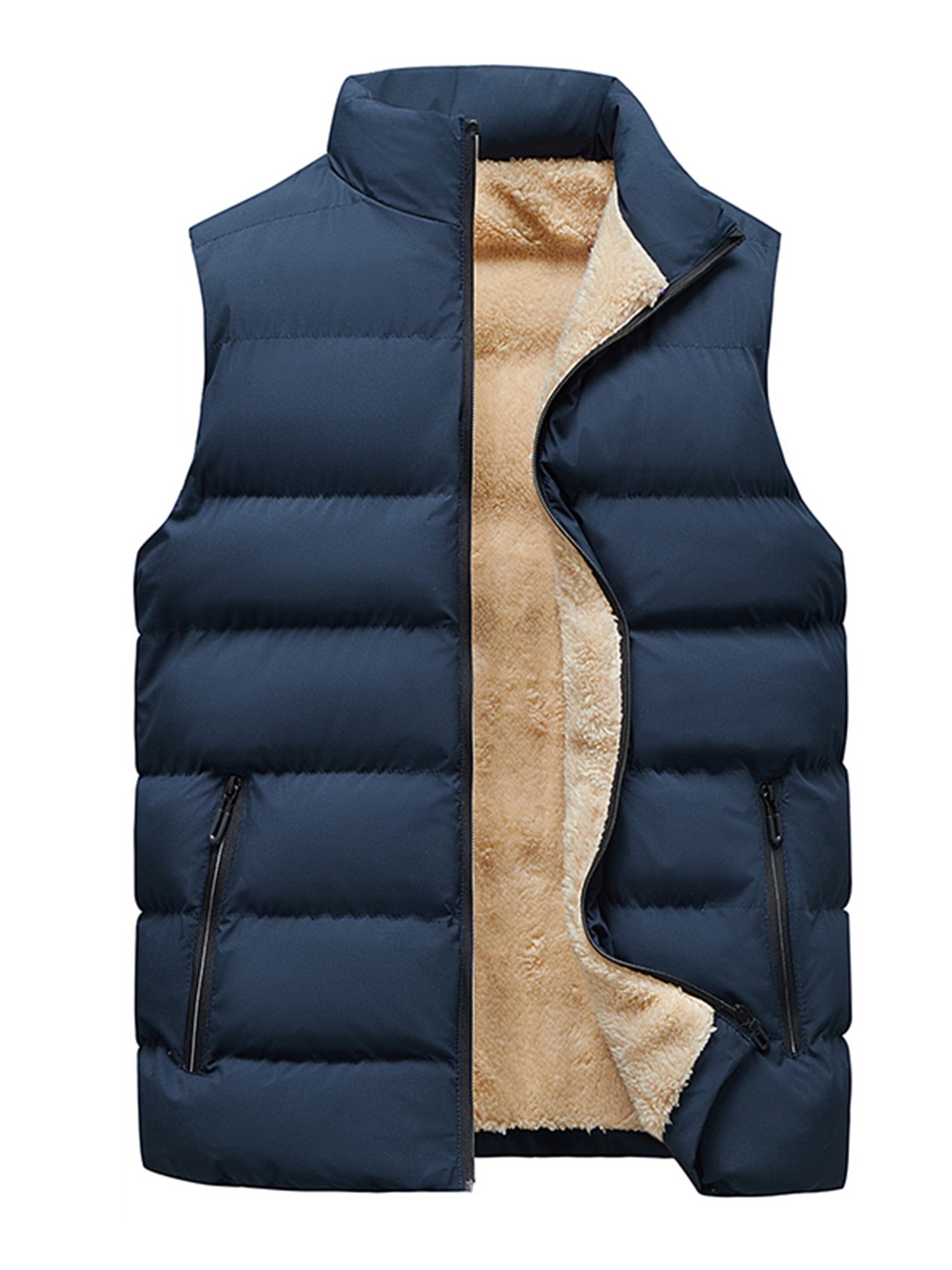Frontwalk Men Puffer Vest Warm Winter Sleeveless Coat Jacket Casual