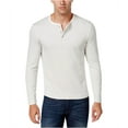 thumbnail image 3 of Club Room Mens Long Sleeve Herringbone Henley Shirt, Off-White, XX-Large, 3 of 3