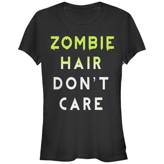 Junior's CHIN UP Halloween Zombie Hair Don't Care Graphic Tee Black Large
