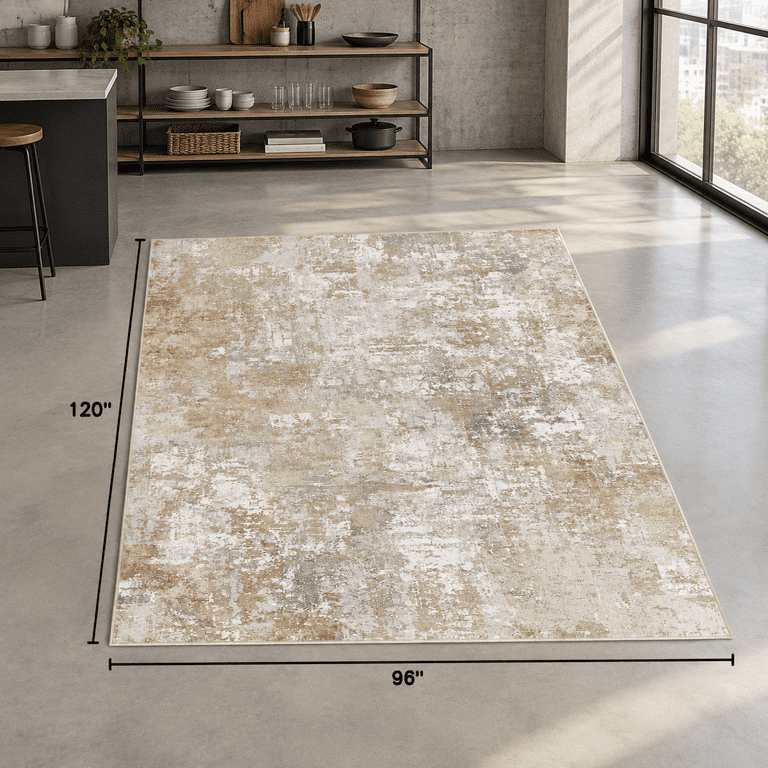 Dining Room Rugg Washable 8x10 Area Rug For Living Room: Modern Abstract Neutral Large ...