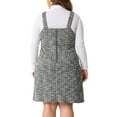 thumbnail image 4 of DARING DIVA Plus Size High Waist Tweed Single Breasted Overall Dress 1X Black, 4 of 6