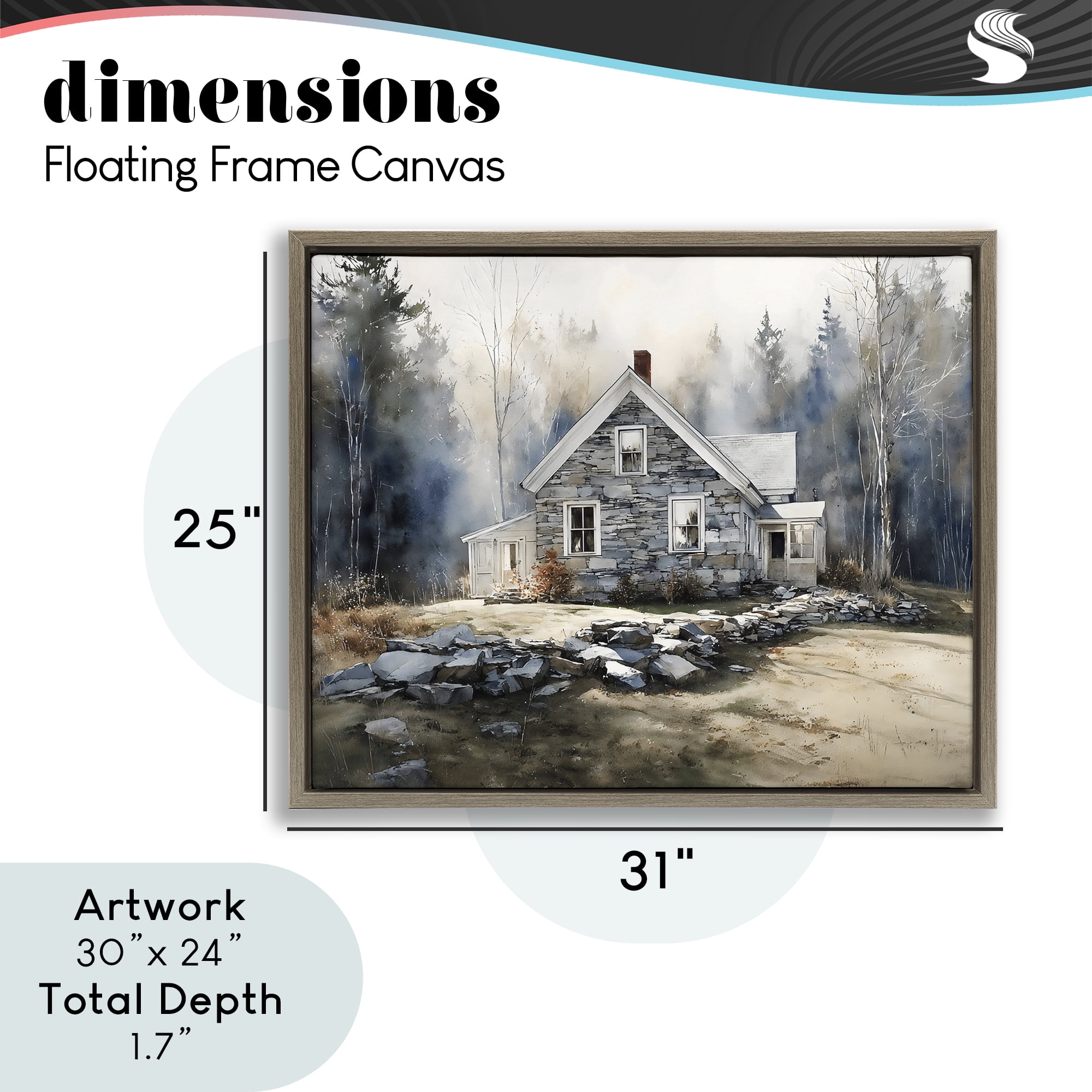 Stupell Industries Rustic Cottage Among the Trees Brown Framed Floater Canvas Wall Art, design by Franklyn Gregory