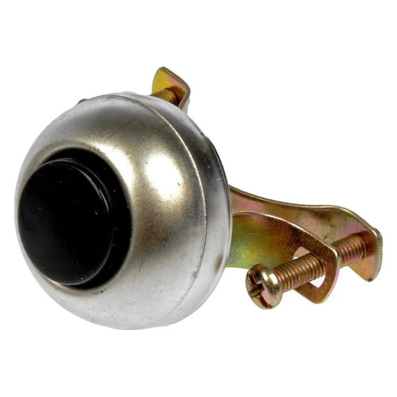 KarParts360 Horn Button | Metal, Plastic | Black and Silver | 2.688 inches Outside Diameter