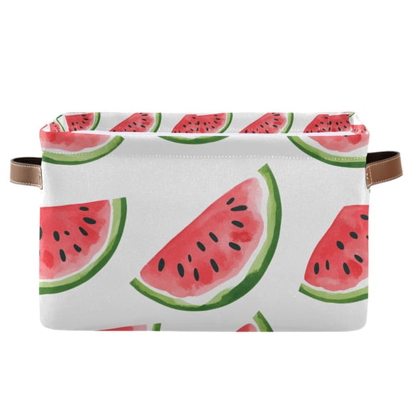 Yayeee Canvas Storage Basket with Handles for Shelves Fabric Bins Closet Organizer, White Watermelon