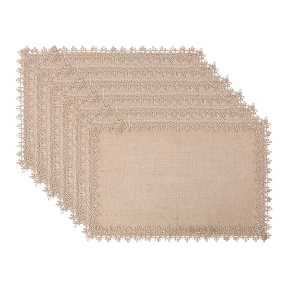 Farmhouse Placemats Set of 6 Jute Placemats for Dining Table Decor Indoor Outdoor Light Brown 17.7x11.8inch