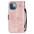 thumbnail image 5 of iPhone 13 Mini Wallet Case, Flip Kickstand Emboss Butterfly PU Leather Protective Phone Cover with Wrist Strap & Card Slots, Rosegold, 5 of 7