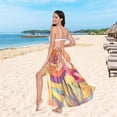 thumbnail image 6 of FORMRS Womens Long Sarong Beach Wrap Semi-Sheer Bikini Skirt Bathing Swimsuit Cover Up, Purple Abstract Floral, 6 of 7