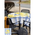 thumbnail image 5 of Outdoor Tablecloth with Umbrella Hole for Patio/Picnic/Party/Camping, Summer Lemon Watercolor Waterproof Table Cloth Square Cover Washable, Geometric Blue Line Plaid (60"x 60"), 5 of 8