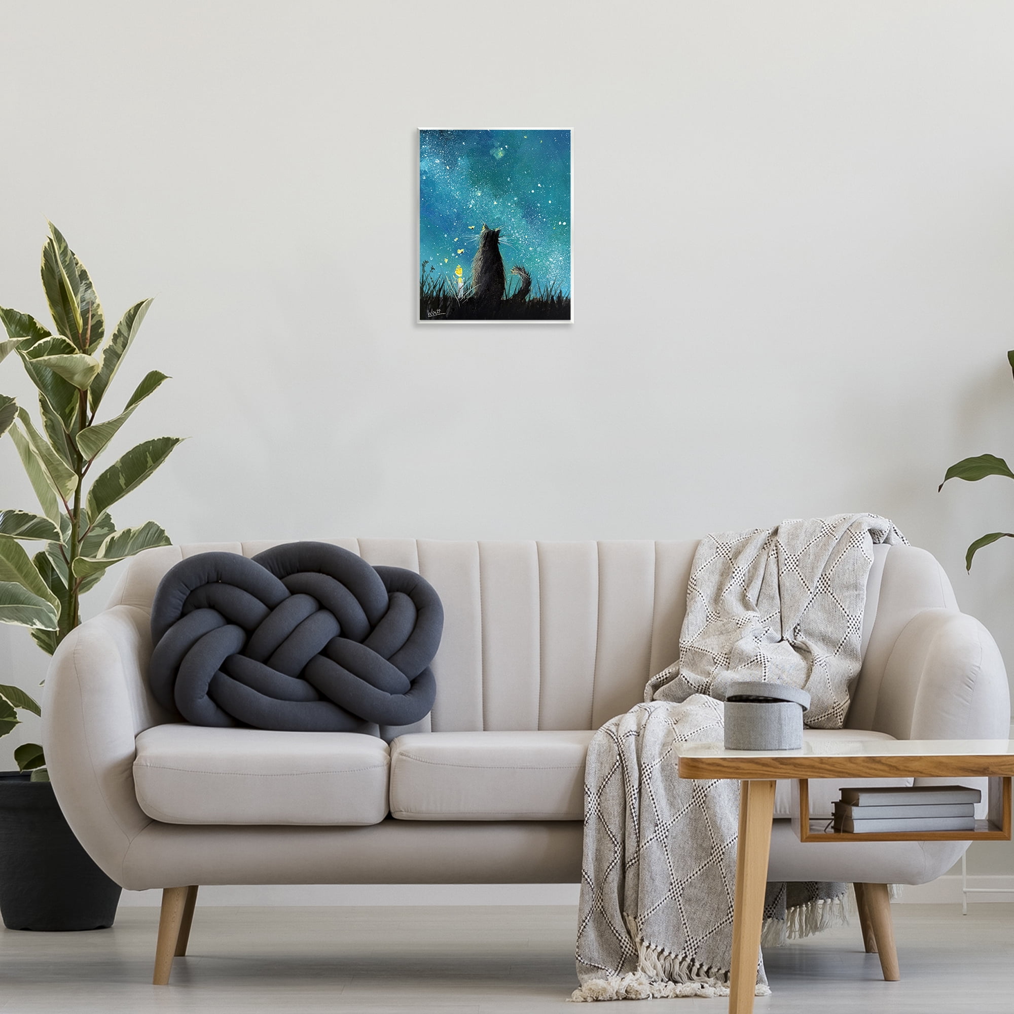 Stupell Industries Cat Gazing at Stars Astrology & Stars Painting Unframed Art Print Wall Art, 11 x 14