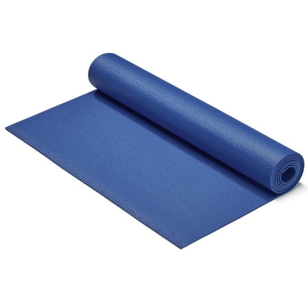 Sunny Health & Fitness Exercise Non-Slip Yoga Mat (Blue) - Thick Pilates Mat, Home Fitness, Easy Outdoor Portability, NO. 031-B