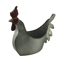 Zeckos Galvanized Metal Rooster Planter Farmhouse Indoor Outdoor Decor