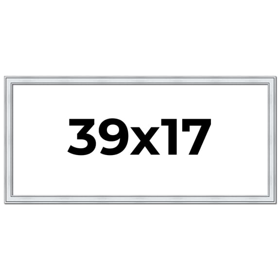 39x17 Frame Sterling Silver Solid Wood Picture Frame | 1.25 Inch Moulding Width | 0.75 Inch