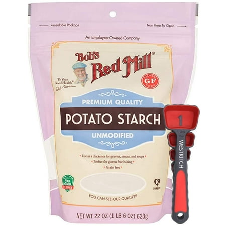 Bob's Red Mill Gluten Free Potato Starch 22 Ounce Bundle with Swivel Measuring Spoons by Westkitch