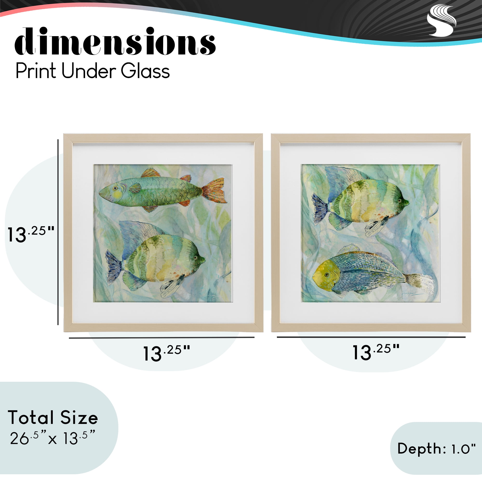 Stupell Industries Sweet Fish Aquatics 2 Piece Birch Framed Print Under Glass Set, design by Lorenzo Collective
