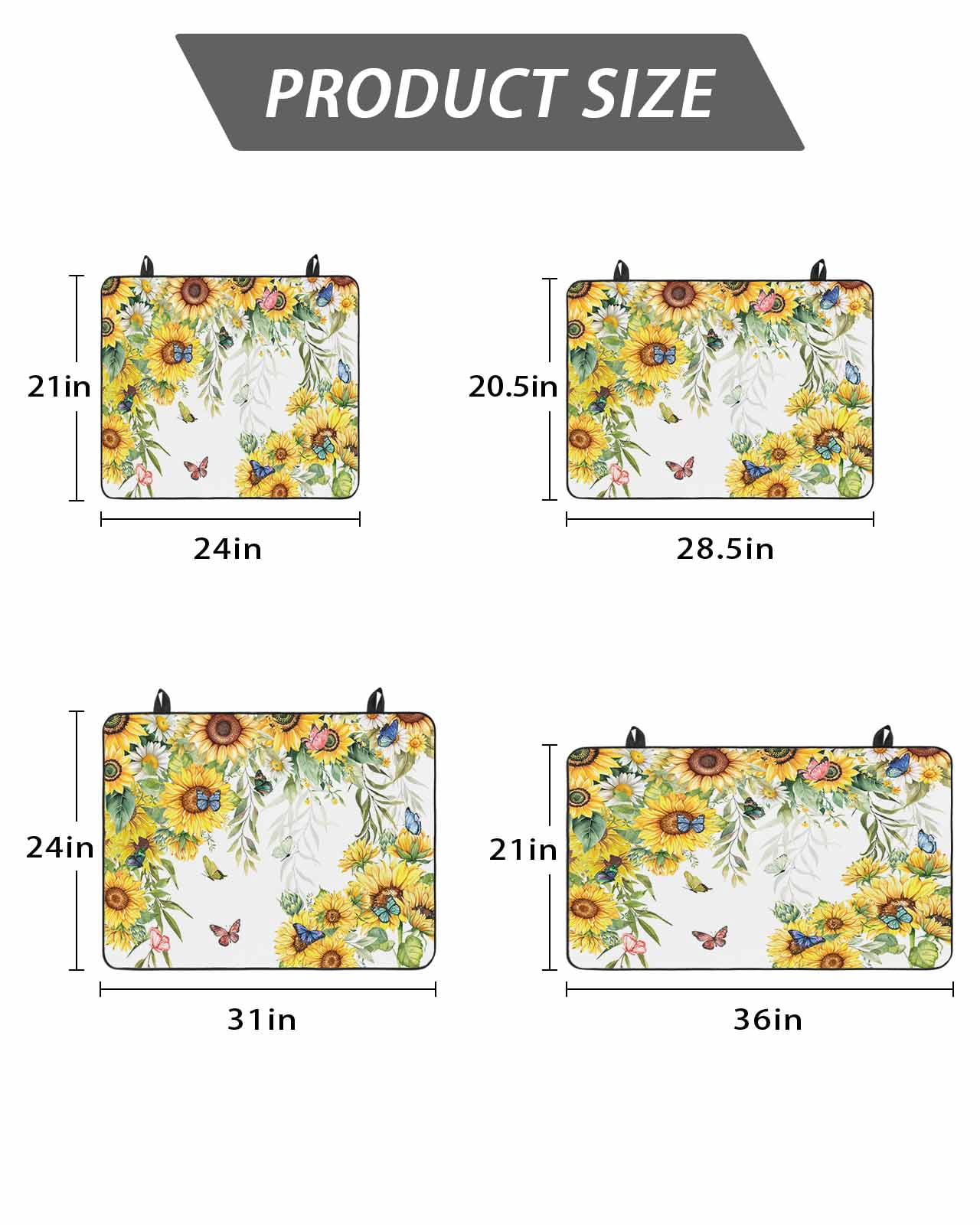 Stove Top Covers for Electric Stove, Sunflower Glass Stovetop Cover Protector, Summer Botanical Butterfly Watercolor Induction Cooktop Protector Oven Mat for Kitchen Countertop 24"x21"