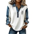 thumbnail image 2 of JoveMarine Women's Loose Fit Long Sleeve Top with Vintage Print Casual Flowy Blouse for Spring/Summer Daily Wear White XL, 2 of 8