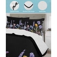 thumbnail image 4 of Spring Floral Twin XL Size Down Alternative Comforter, Lightweight Comforter Quilt Bedding Set with Pillow Shams Summer Botanical Elegant Black All Seasons Bed Comforter Duvet Insert 68"x98", 4 of 7
