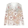 thumbnail image 4 of Patlollav Womens Print Lace Long Sleeve Blouse V-Neck Casual Tops, 4 of 6