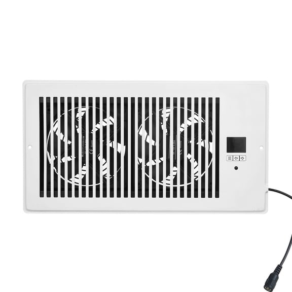 KFFKFF Quiet Register Booster Fan with Remote and Thermostat Control, Fits 6 x 12 Inch Openings, Adjustable Speed for Heating and Cooling, White
