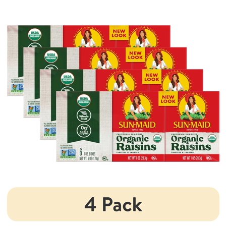 (4 pack) Sun-Maid® California Sun-Dried Organic Raisins 6-Pack/1oz Cartons