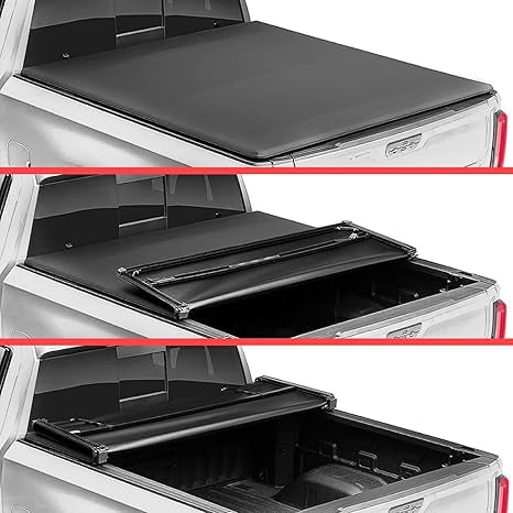 4.6ft (54.4") Soft Folding Truck Bed Tonneau Cover Compatible with 2022 2023 2024 2025 2026 Ford Maverick 4.5ft Bed | Durable & Waterproof Vinyl | No Drilling Required | Privacy Protection & Locking