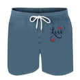 thumbnail image 4 of lcziwo Beach Shorts for Men Valentine's Day Big and Tall Short Pants Summer Fashion Dog Paw Heart Print Swim Trunks Casual Drawstring Sports Shorts with Pockets Sales Today Clearance Blue S, 4 of 5