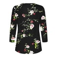 thumbnail image 5 of Babysbule 3/4 Sleeve Floral Printed Thin Button-Down V-neck Blouse & Top, Women's, 5 of 6