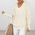 thumbnail image 4 of Jersey de punto con media cremallera para mujer con orificio para el pulgar Suéteres de moda para otoño prendas de vestir, 4 of 7