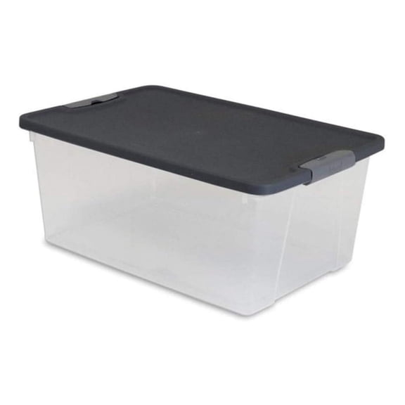 15 Quart Clear Plastic Stackable Storage Container Organizer Bin with Gray Snaplock Latching Lid for Home and Office Organization, 4 Pack