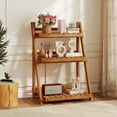 thumbnail image 2 of Gymax 3-Tier Wood Plant Stand Folding Flower Rack w/Ladder Design Anti-falling Bars, 2 of 10