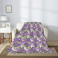 thumbnail image 2 of Rateoe Violets Flowers Pattern Flannel Throw Blanket, Ultra-soft Blanket for Bed, Couch, Car, Hypoallergenic Anti-pilling blanket-60"x50"(Vertical), 2 of 6