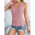 thumbnail image 5 of Womens Summer Crochet Tank Tops Knit Sleeveless Scoop Neck Sweater Vest Boho Hollow Out Cover Ups Pink L, 5 of 9