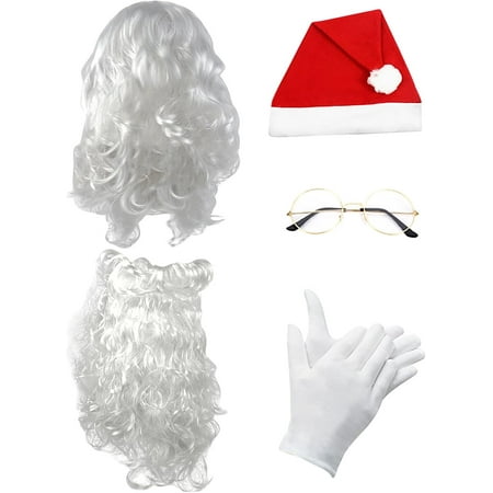 

ZAGHNRENJ Santa Claus Long Beard Set Professional Deluxe White Beard Grandpa Dress Up Props Realistic Beard Set Christmas Cosplay Costume Outdoor Holiday Decoration (B) ACD-018