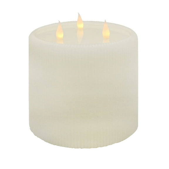 Home Decor Collection Fluted Large 3 Wick LED Flameless Candle