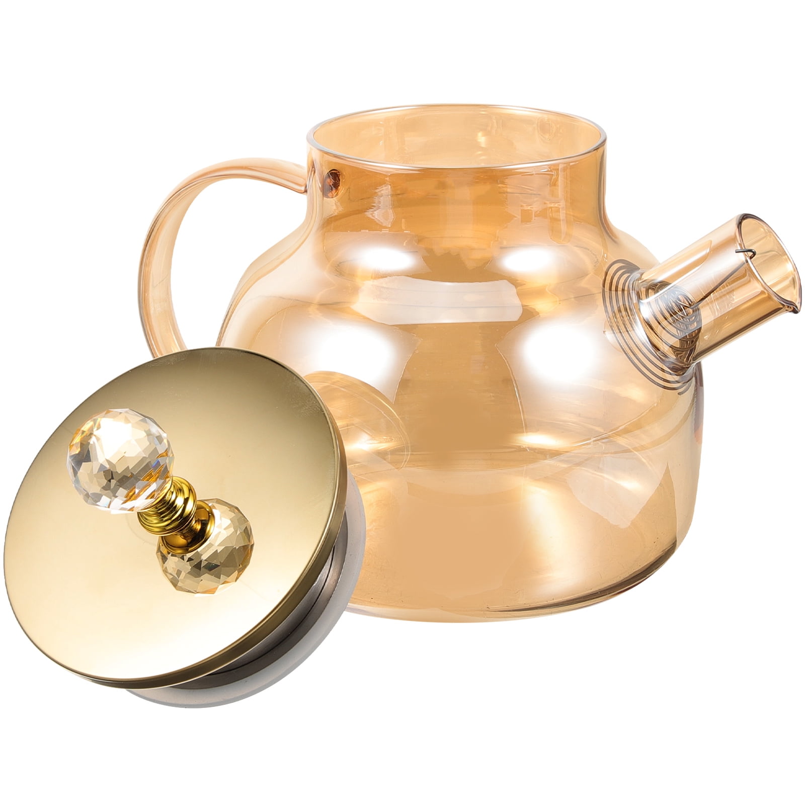 LEORX 1Set Glass Pitcher Heat Resistance Cold and Hot Beverage Storage Square Shape Orange 1L