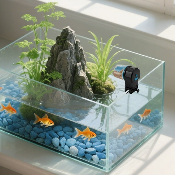 Sutowe Automatic Fish Feeder Dual Time Zone Adjustable Intelligent Feeding Dispenser for Household Aquarium Easy Installation