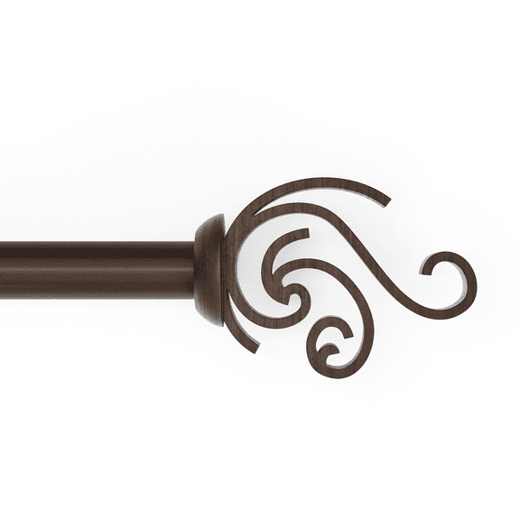 Mainstays 3/4" Oil Rubbed Bronze Nora Scroll Adjustable Curtain Rod Set, 30-84"