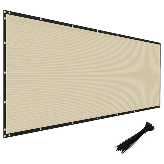 Privacy Fence Screen Heavy Duty Windscreen Fencing Mesh Fabric Shade Net Cover with Brass Grommtes for Outdoor Wall Garden Yard Pool Deck, 5'x20' Beige