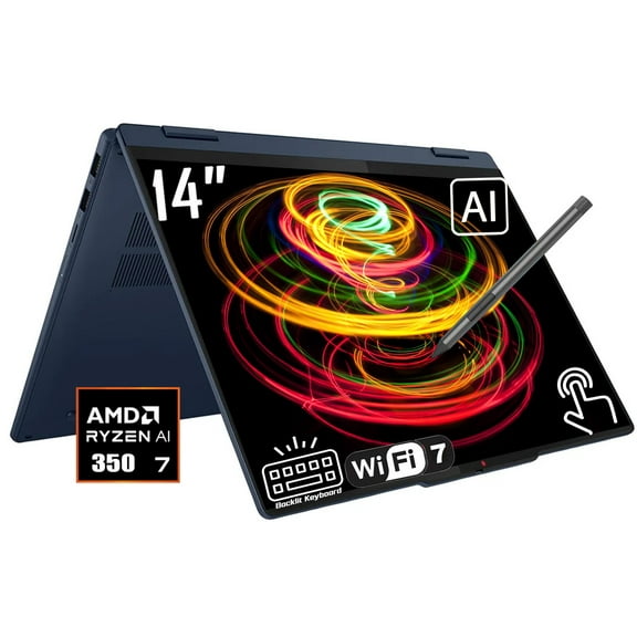Lenovo IdeaPad 5 2-in-1 Copilot AI Laptop, 14" FHD 1920 x 1200 IPS Touchscreen, AMD Ryzen AI 7 350, Wi-Fi 7, 1080p Webcam, Stylus Pen, Backlit KB, Win11 Home(16GB DDR5 RAM | 1TB SSD)