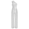 thumbnail image 3 of Xnihocha Combinaison Sans Manches pour Femmes une Épaule Robe de Soirée à Sequins Robe de Soirée Argent 3TG, 3 of 7