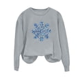 thumbnail image 4 of gbyLJF Women's Snowflake Christmas Sweatshirt Fuzzy Long Sleeve Holiday Tops Festival Travel Fleece Warm Pullover, 4 of 6