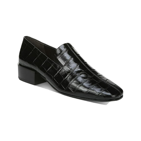 Via Spiga Womens Baudelaire Leather Embossed Loafers Black 8 Medium (B,M)