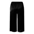 thumbnail image 5 of Aihuaihua Womens Satin Capri Pants Summer Wide Leg Pants Casual High Waist Elastic Cropped Trousers Beach Vacation Clothes Black XL, 5 of 5