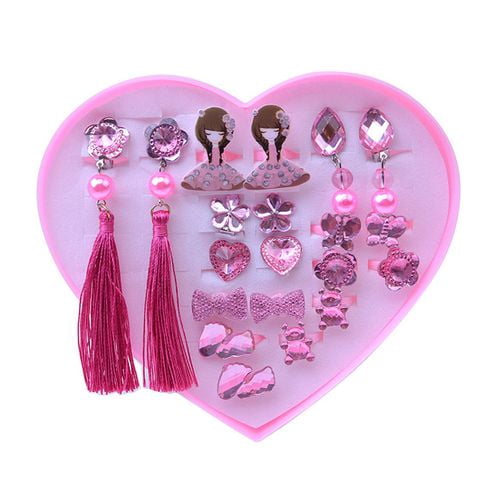 Kaboer Children Shiny Clip On Earrings And Adjustable For Kids Little Girl Jewelry Rings In Box Girl Pretend Play Earrings H02 Walmart Com